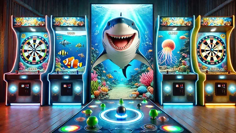 Tema visual laut dalam pada permainan tembak ikan